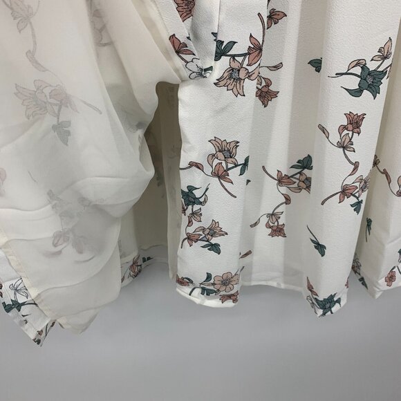 1.State Dress Belle Midi White Floral V Neck Button Down Tie Sleeve NWT - Picture 6 of 11